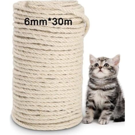 Sisal Naturelle 6mm×50M Corde en sisalpour Arbre à Chat Corde en sisal Idéal remplacer Poteaux de l\'arbre à Loisirs créatifs,aison