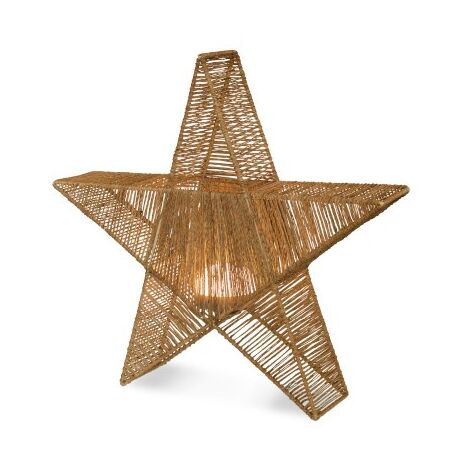 SISINE STAR 60 Lampada portatile a forma di stella. Decorazione natalizia. Luce LED calda a 3000K con telecomando. Realizzata in Spagna con fibre naturali