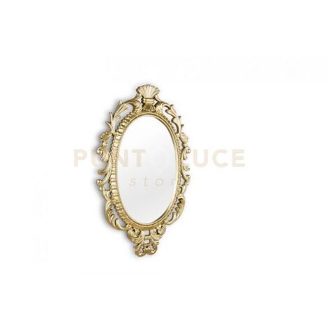 SISSI SPECCHIO CLASSICO DA PARETE CON CORNICE DECORATA NERA ORO CON GANCI X INSTALLAZIONE ORIZZONTALE E VERTICALE 44,5CM