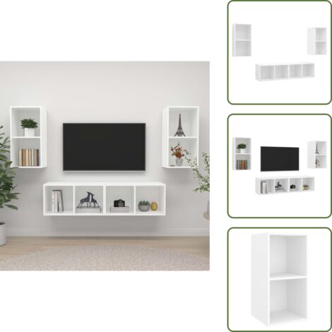 Sistema audio - vidaXL Mobile TV a Parete 4 pz Bianco in Truciolato - Mobile Hi-Fi