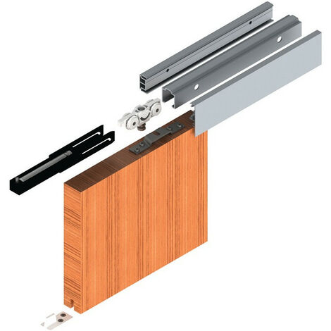 Comprar Sistema Flow para 2 puertas correderas de madera apoyadas, cierre  suave, tableros no incluidos, Acero y aluminio, anodi