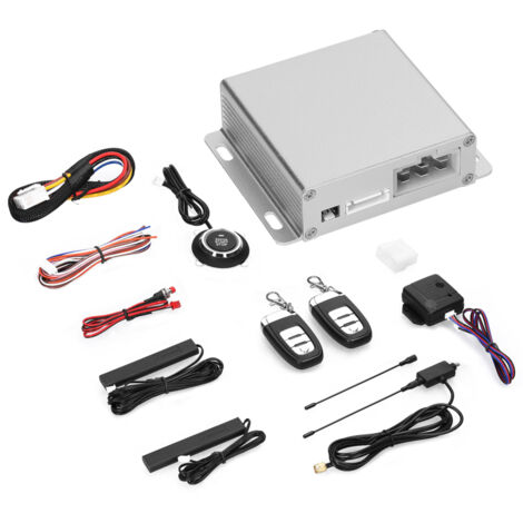 Sistema de alarma antirrobo para coche de 12 V, arranque remoto, entrada sin llave PKE, kit de cierre centralizado con 2 mandos a distancia y pulsadores de arranque/parada.