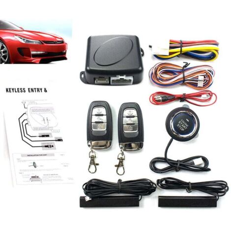 Sistema de alarma de seguridad para coche, sistema de alarma universal para coche con encendido del motor, botón pulsador de entrada sin llave y arranque remoto.