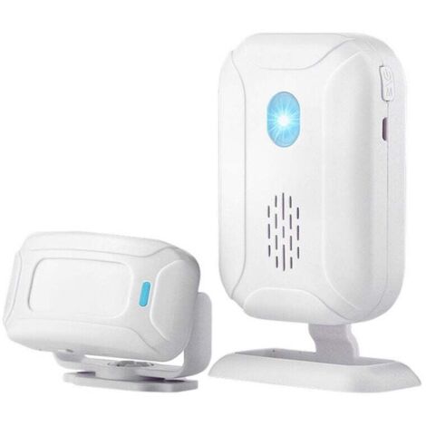 Sistema de Alarma Inalámbrico con Detector de Movimiento y Timbre - Kit Compuesto por 1 Sensor y 1 Receptor - Dispositivo Electrónico de Bienvenida para Tiendas, Oficinas y Entradas