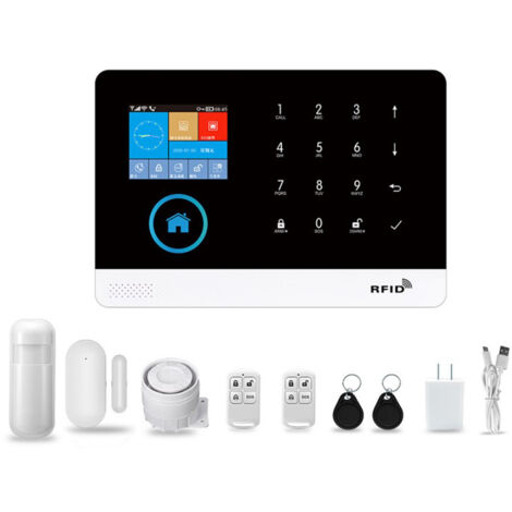 Sistema de alarma inalámbrico para el hogar con WIFI + GSM Alarma inteligente Sistema de alarma antirrobo para el hogar con pantalla LCD - RWAlarme maison