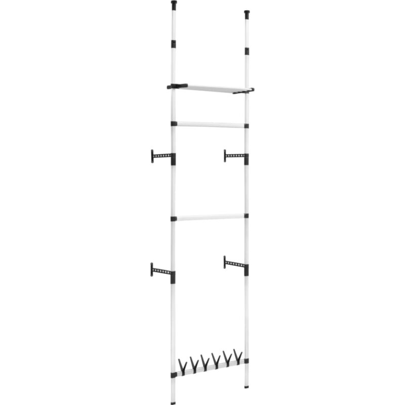 

Sistema de armario telescópico con barras y estante aluminio - Plateado - Vidaxl