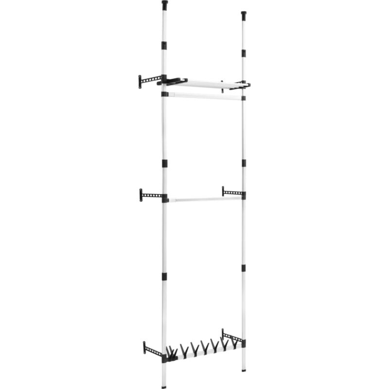 

Sistema de armario telescópico con barras y estante aluminio - Plateado - Vidaxl