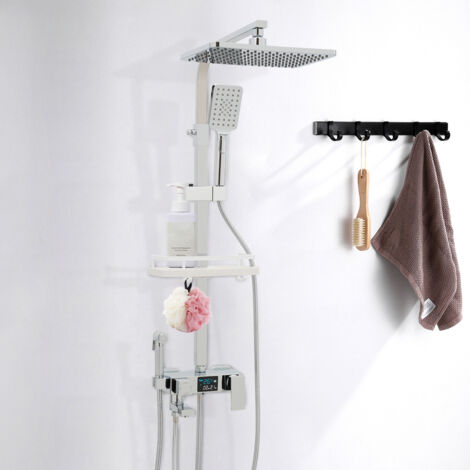 Sistema de ducha con estante 4 modos de salida de agua, montaje en pared, set de ducha, panel de ducha, set de ducha de lluvia, grifo de ducha