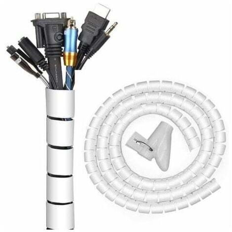 Sistema de gestión de cables, bridas en espiral de 22 mm y 10 m, protector de cables flexible para bricolaje, organizador de cables para PC, TV y oficina en casa.
