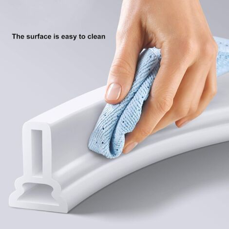 Sistema de mampara de ducha plegable y barrera de infiltración de agua para evitar que el agua se filtre por el umbral de la puerta, 2 metros (Blanco)