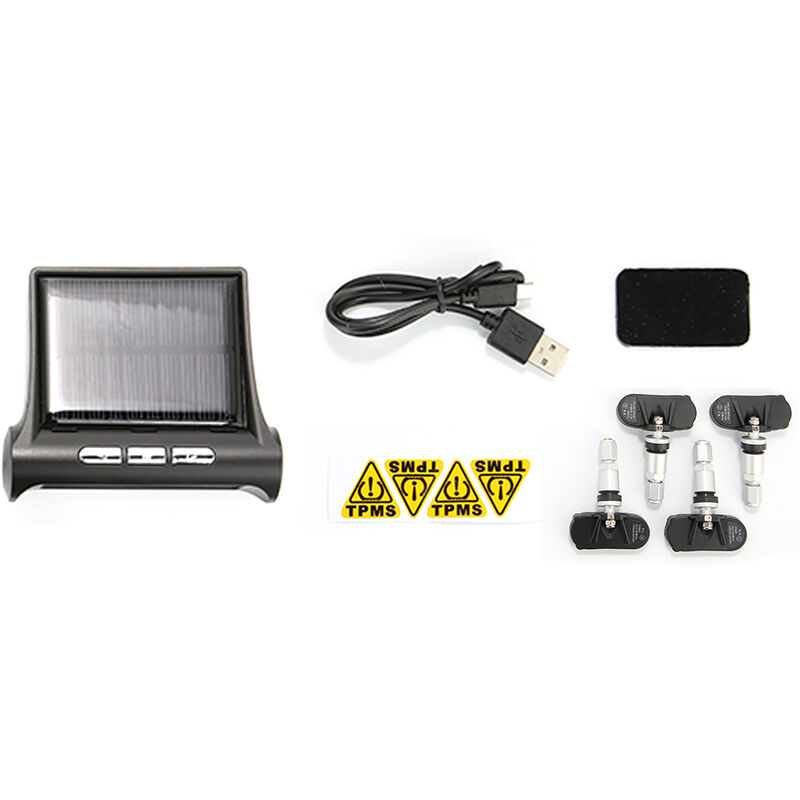 

Sistema de Monitor de alarma de presion de neumaticos de coche Solar TPMS Pantalla 4 Advertencia de temperatura de sensor interno / externo,2