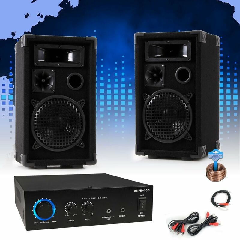 

Sistema de música compacta PA Party Keller Cajas Amplificador Cable de altavoz DJ -MINI