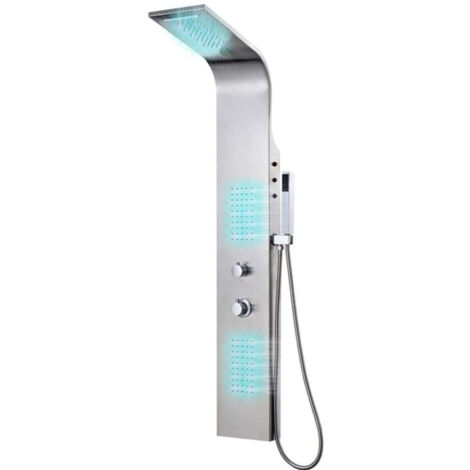 Sistema de panel de ducha curvo de acero inoxidable 130 cm baño WC 020003114