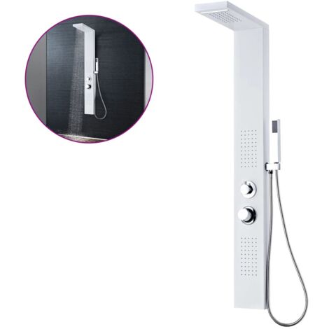 Sistema de panel de ducha de aluminio mate para baño y aseo blanco 020003118
