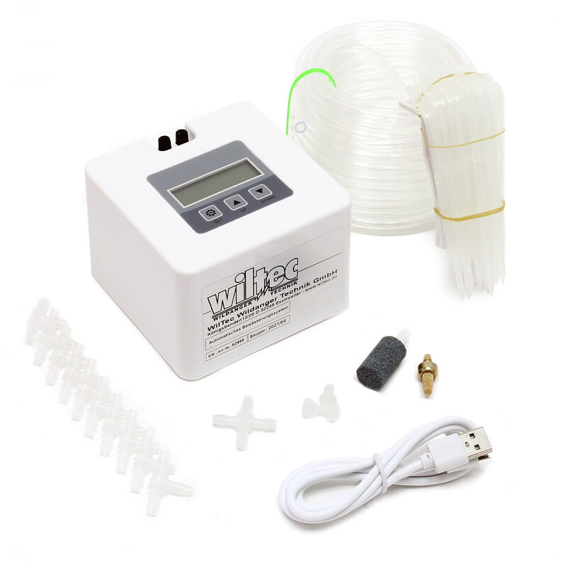 

Sistema de riego automático programable con temporizador, ideal para regar las plantas en vacaciones