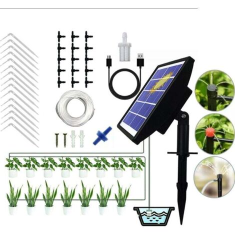 Sistema de Riego Automático Solar 15m, Kit de Riego por Goteo, con Temporizador Para Balcones, Terrazas, Jardines.
