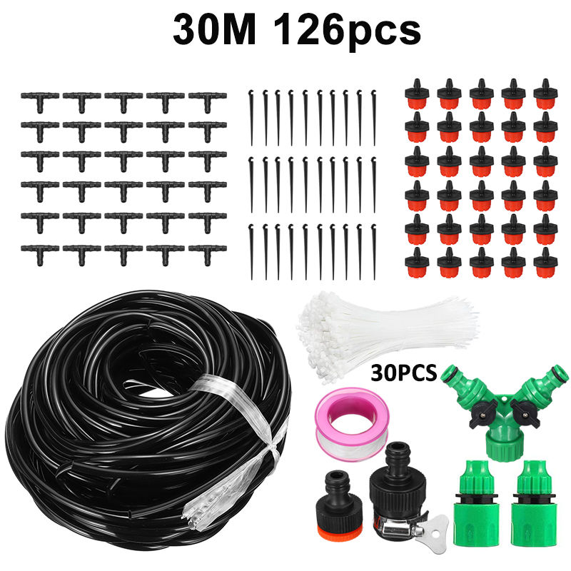 

Sistema de riego de jardín de 30M, kit de riego por goteo micro automático de 126 piezas