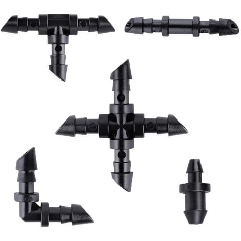 Sistema de riego de jardín, kit de riego automático Kit de riego, conectores para tubería de 1/4 de pulgada Kit de riego de tubería para planta de invernadero para jardín, invernadero, huerta y césped