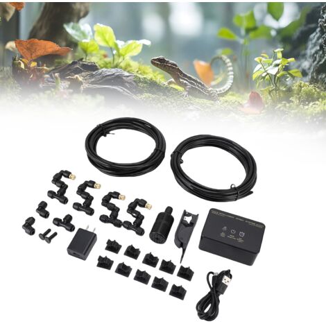 [Sistema de riego para reptiles] Sistema de riego para reptiles, 1-23 accesorios, manguera de 10 m, sistema de riego automático para terrarios con función de temporizador, boquillas de cobre, enchufe 