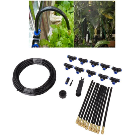 Sistema de riego por encima del suelo con boquilla flexible ajustable de 360 grados para invernaderos de exterior.