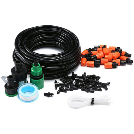 Sistema de riego por microjardín de 15 m, sistema de riego por enfriamiento por nebulización, kits de riego automático de ahorro de agua para aspersores de césped de invernaderos y patios
