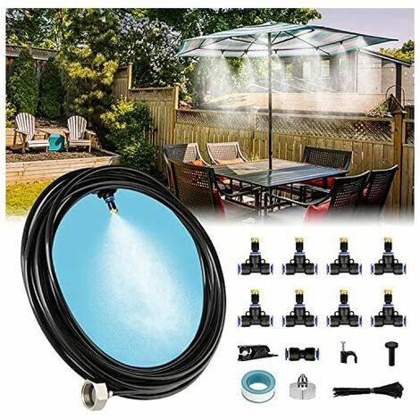 Sistema de riego por nebulización, sistema de enfriamiento por nebulización con boquilla de jardín, generador de niebla para exteriores, kit de microgoteo por nebulización para terraza, patio, jardín,