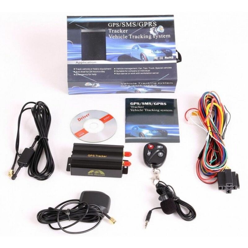 

Sistema de seguimiento Localizador TK103B GSM/GPS SMS SOS Alarma de Coche con Control Remoto y anti