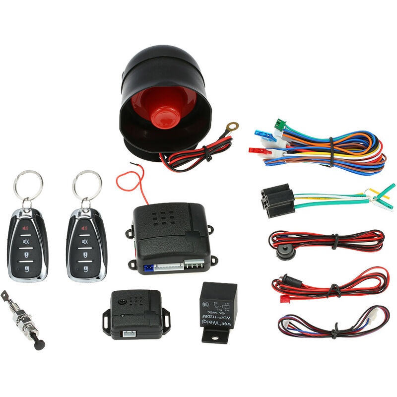 

Happyshopping - Sistema de seguridad universal para vehiculos, proteccion de alarma antirrobo, sistema antirrobo, 2 controles remotos,Negro, L455