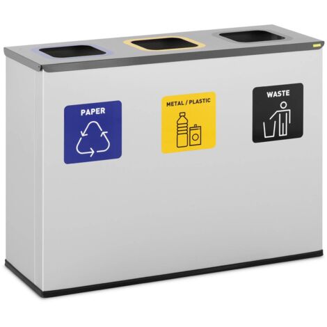Cubo de basura o reciclaje 70L, VERTICAL, 2 Compartimentos, Papelera  residuos, 76 cm, fácil gestión