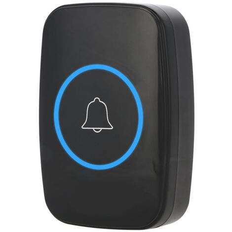 Sistema de timbre inalámbrico con música y LED: transmisor exterior/receptor interior, alcance de 300 m, control remoto, 38 tonos de llamada, color negro, modelo PD-3002.