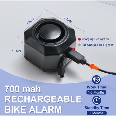 Sistema di allarme a vibrazione wireless per auto elettrica da 2 pezzi con sensore di movimento, clacson antifurto impermeabile ricaricabile