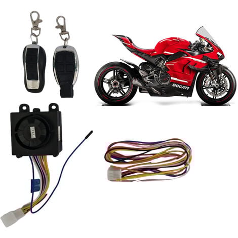 BES Sistema di Allarme Antifurto Moto Kit 12V Sirena e Doppio Telecomando Sicurezza