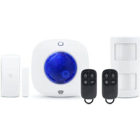 Sistema di Allarme con Sirena da Interni CG-105S - Antifurto per la Casa con Quadro Principale con Sensori di Movimento, Porte e Finestre - Telecomandi - Luce Stroboscopica Lampeggiante - Chuango