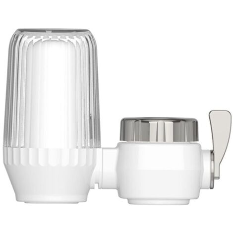 Sistema di purificazione dell'acqua con filtro montato sul rubinetto, compatibile con i rubinetti di cucina e bagno. Riduce i sapori sgradevoli di cloro e piombo.