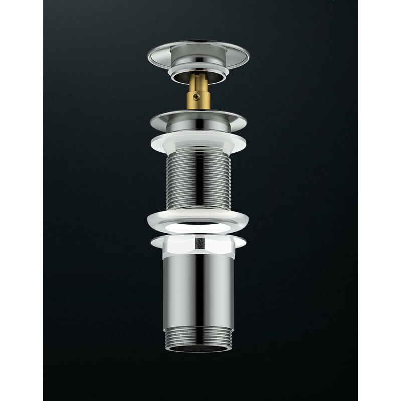 Sifone per lavello in acciaio inox con tappo - Sifone universale - Scarico - Pop-up (kit spazzolato con troppopieno) | Leroy Merlin