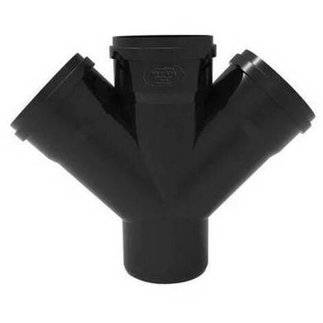 Sistema di scarico fonoisolante a innesto in PVC nero. Certificazione acustica 13dB a 2l/s.(DianFlex) Misura: Diam. 100/40/40