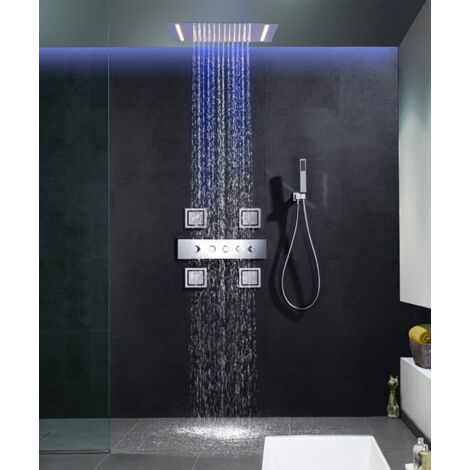 Sistema doccia termostatico completo a soffitto Getto massaggiante a LED