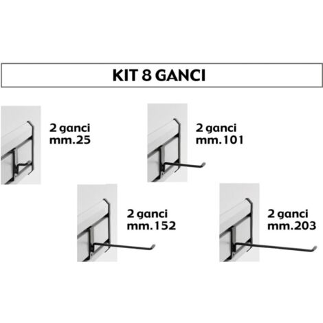 Sistema garage kit 8 ganci -