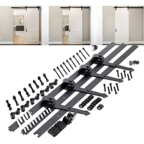 Sistema de puertas correderas Juego de accesorios de riel en el riel del  piso con vidrio de vidrio de rodillo de madera 150 kg Pfeil 183 cm