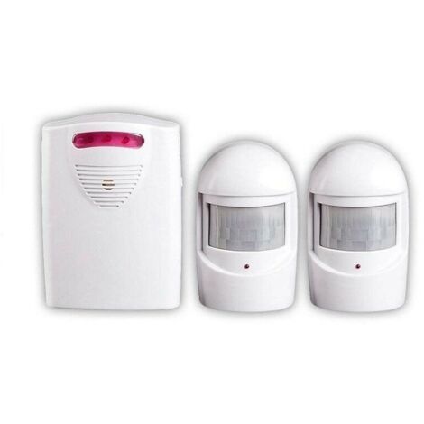 KUEATILY Sistemi di allarme di sicurezza, 1 ricevitore e 2 rilevatori di movimento PIR resistenti alle intemperie per cortile/garage/fienile, kit sirena wireless per la sicurezza di porte e finestre Protezione