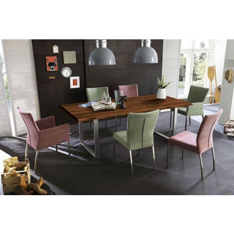 SIT 07103-85-Z Esstisch Baumkante massiv Akazie nussbaum 200 x 100 silber