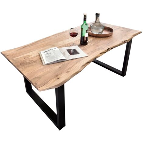 SIT 07107-21 Esstisch Baumkante massiv Akazie natur 140 x 80 schwarz