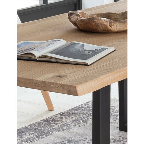 SIT Möbel TABLES & CO Tisch 140x80 cm, Wildeiche, schwarzes Gestell mit Baumkante wie gewachsen