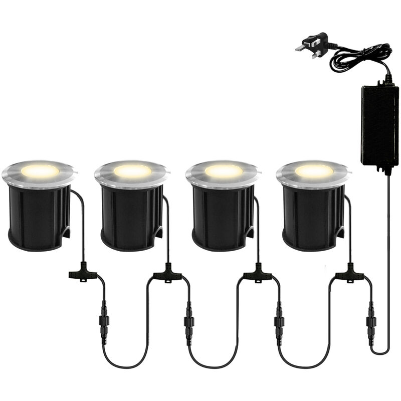 Litecraft - Sitka 4 x 3 Watt led Outdoor Recessed Deck Lighting Kit with 5m Cable - Chrome