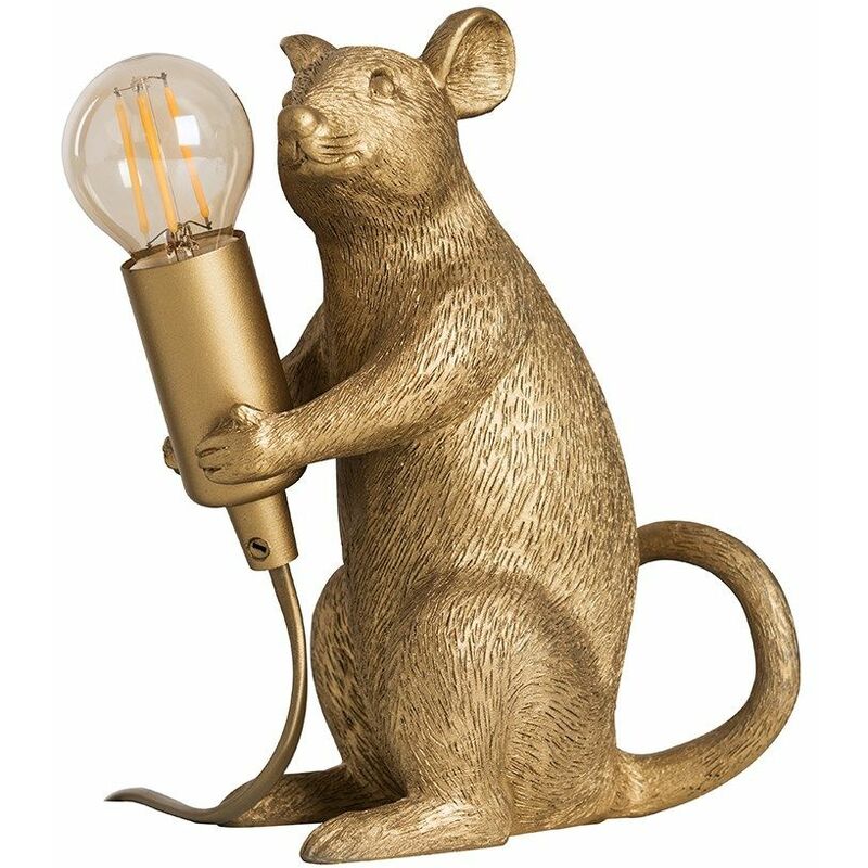 Sitting Rat Table Lamp Mouse Lights Bedside - Gold
