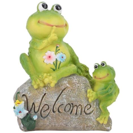 Sitting stone animal figurine, garden decoration, lawn ornament, resin ornament, cute and lively frog, indoor setting