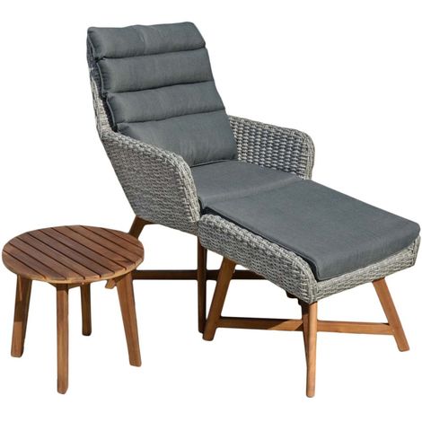 Sitzgarnitur Sitzgruppe Holz Garten DEUBA® Lounge Set Gartenmöbel Massiv Grau