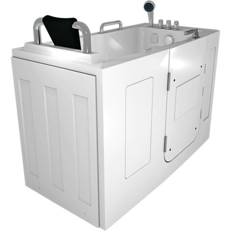 Sitzbadewanne Senioren Wanne Sitzwanne mit Tür S07-TH-C-L 140x76cm