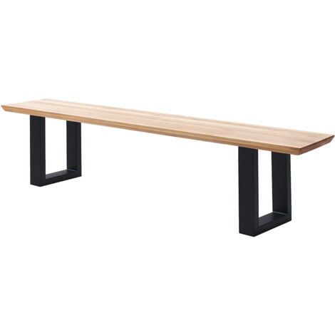 Sitzbank 180x40 cm mit Schweizer Kante, U-Gestell, Eiche massiv geölt, PARACATU-06