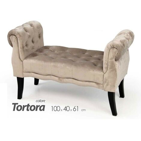 Sitzbank aus taubengrauem Samt bequemes Sitzmöbel Design cm 100x 40 x 61 h